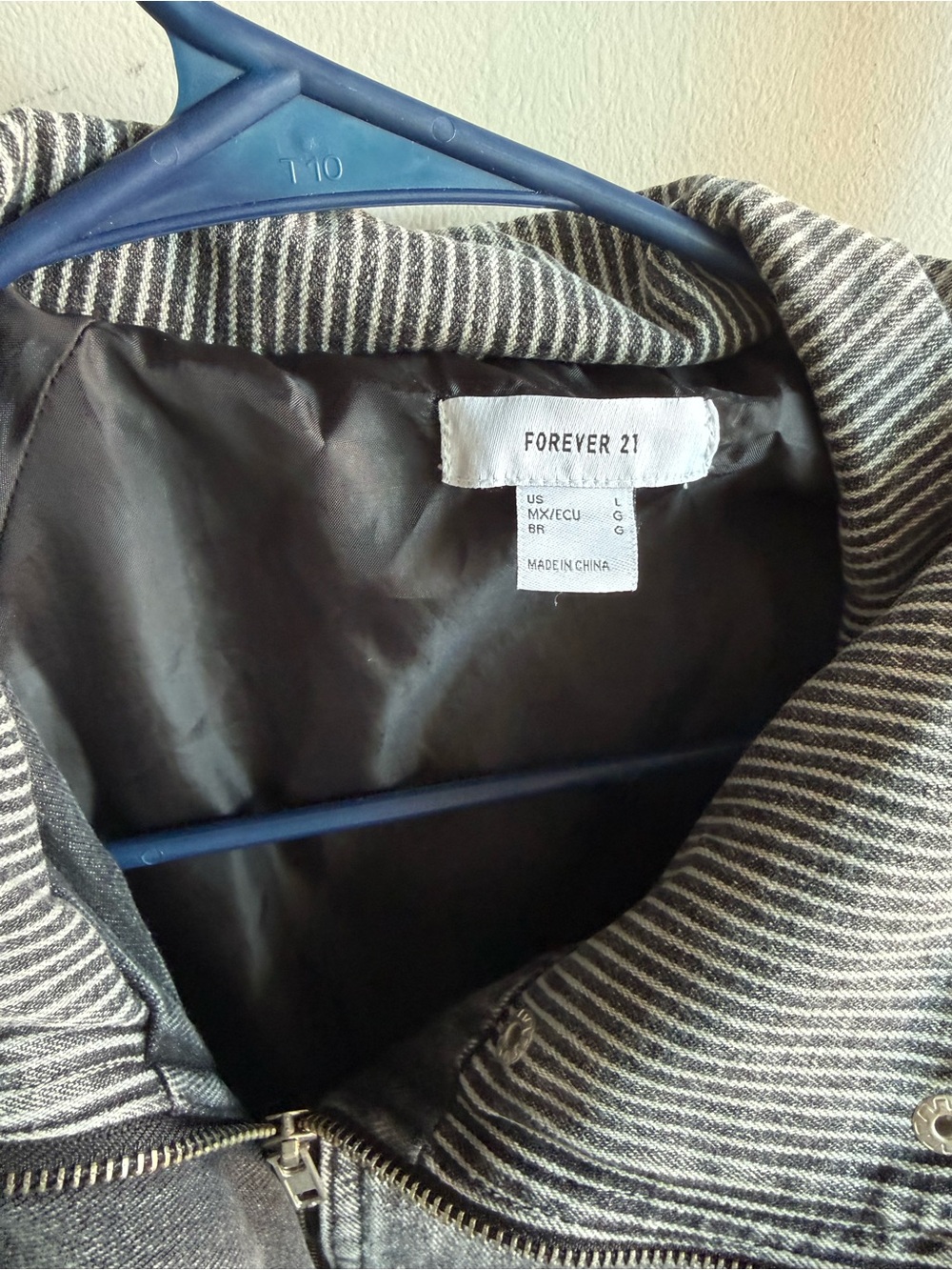Forever 21 Black Washed Denim Bomber Jacket - Picture 2 of 4